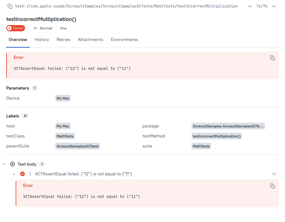 Xcode in Allure Report