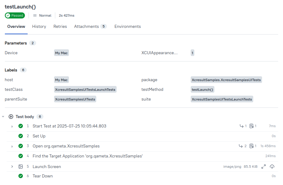 Xcode UI Testing in Allure Report